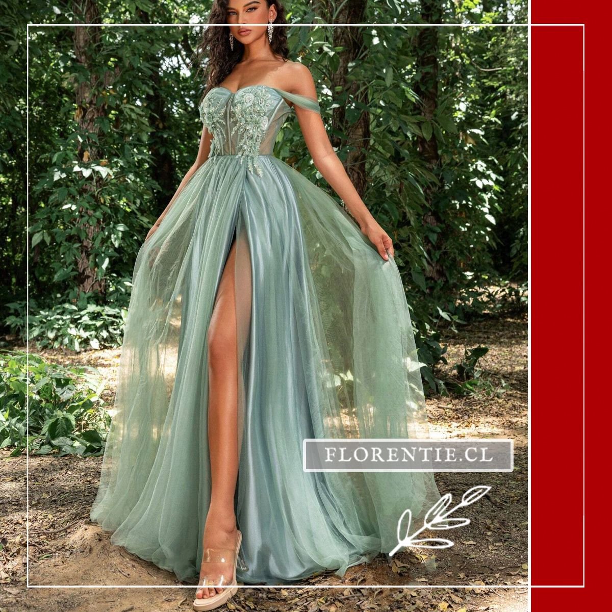 Vestido de graduación verde claro