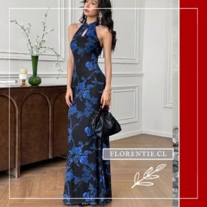 Vestido fiesta cuello mao Olive