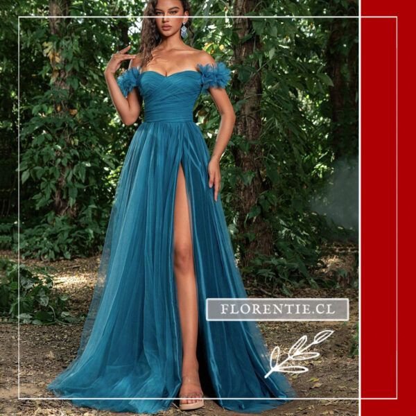 Vestido graduacion azul petroleo
