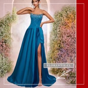 Vestido graduacion azul petroleo Mara