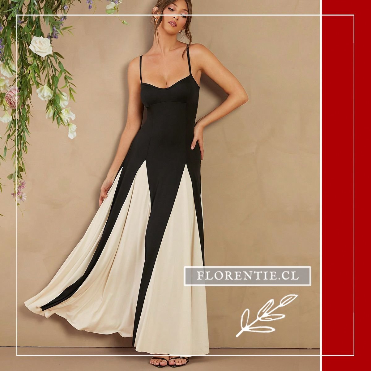 Vestido graduacion blanco y negro Lise