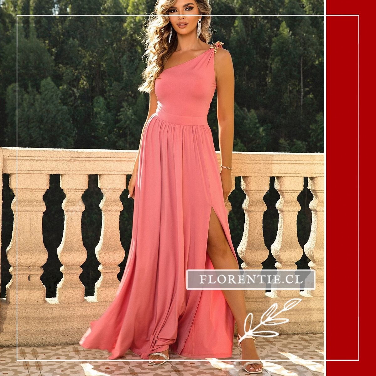 Vestido graduación color coral