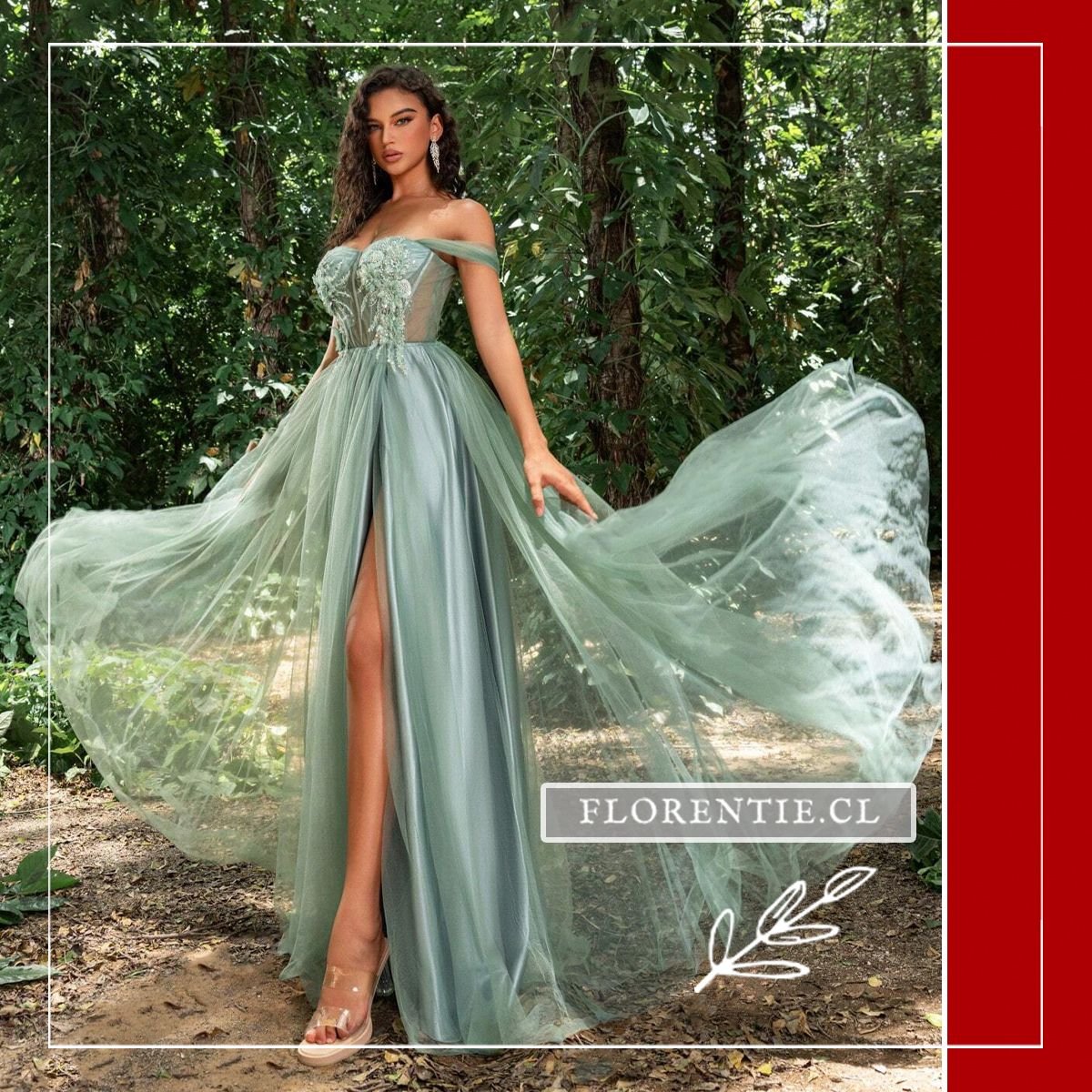 Vestido graduación color verde claro