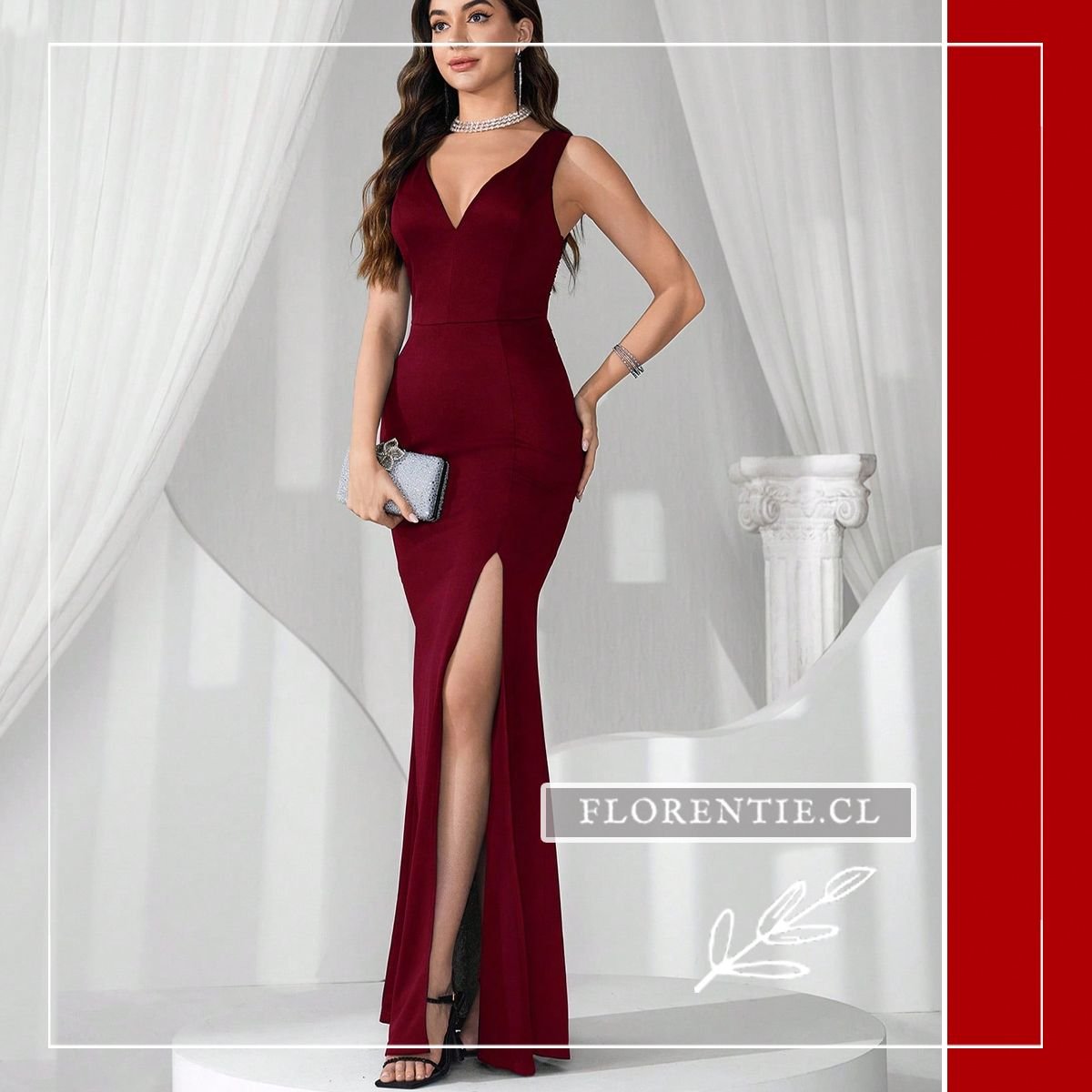 Vestido graduación color vino Laurie