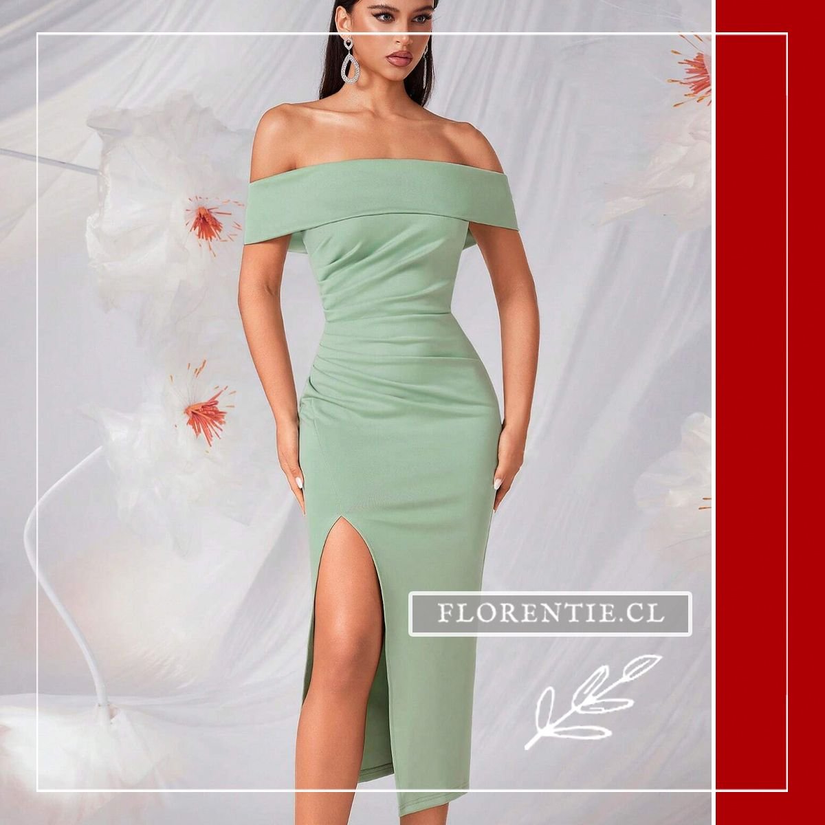 Vestido graduación con hombros caídos