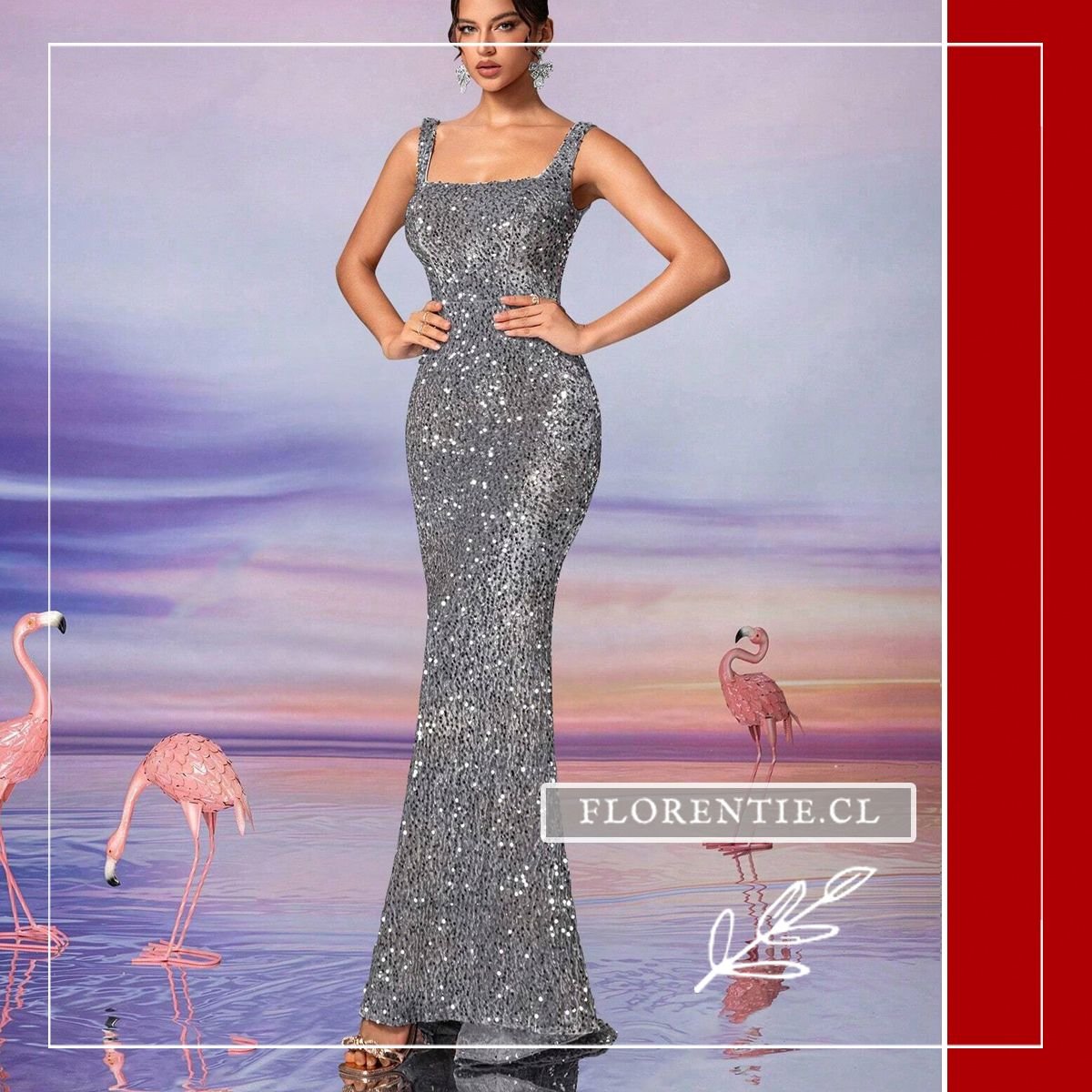 Vestido graduacion cuello cuadrado