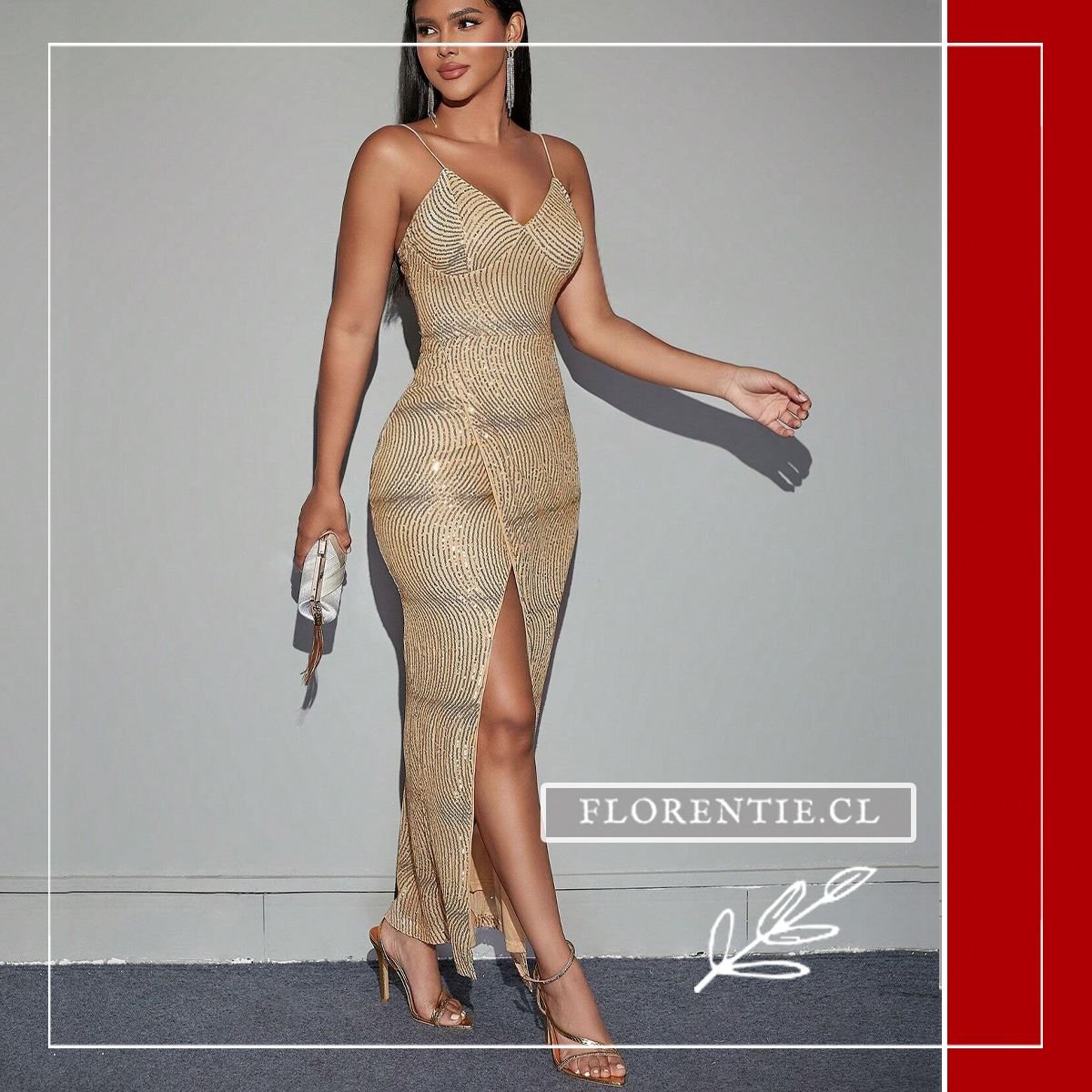 Vestido graduacion dorado largo