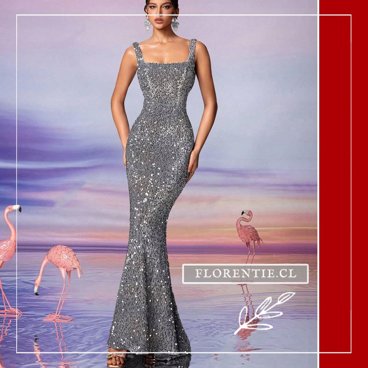 Vestido graduacion escote cuadrado Chile