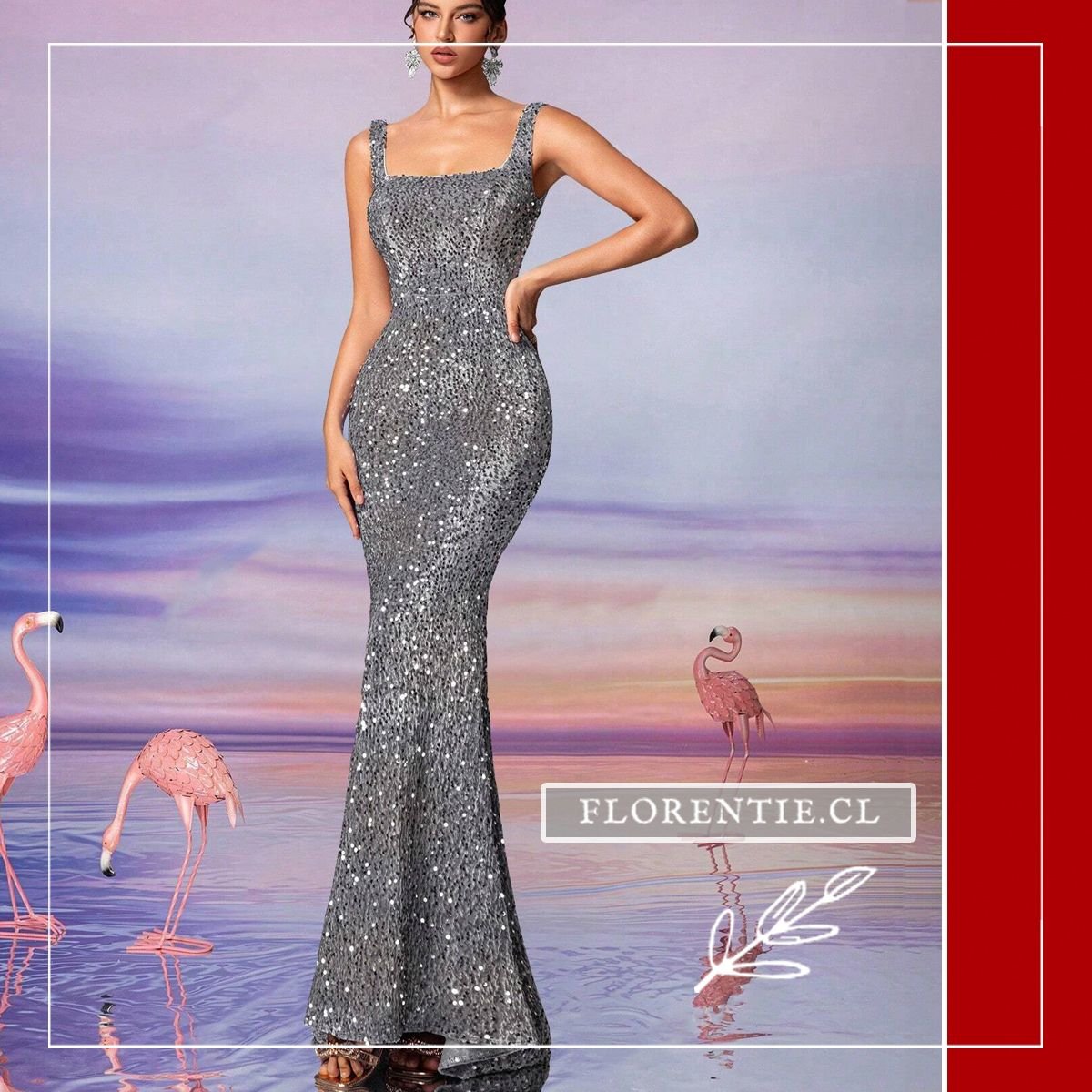 Vestido graduacion escote cuadrado Monserrat