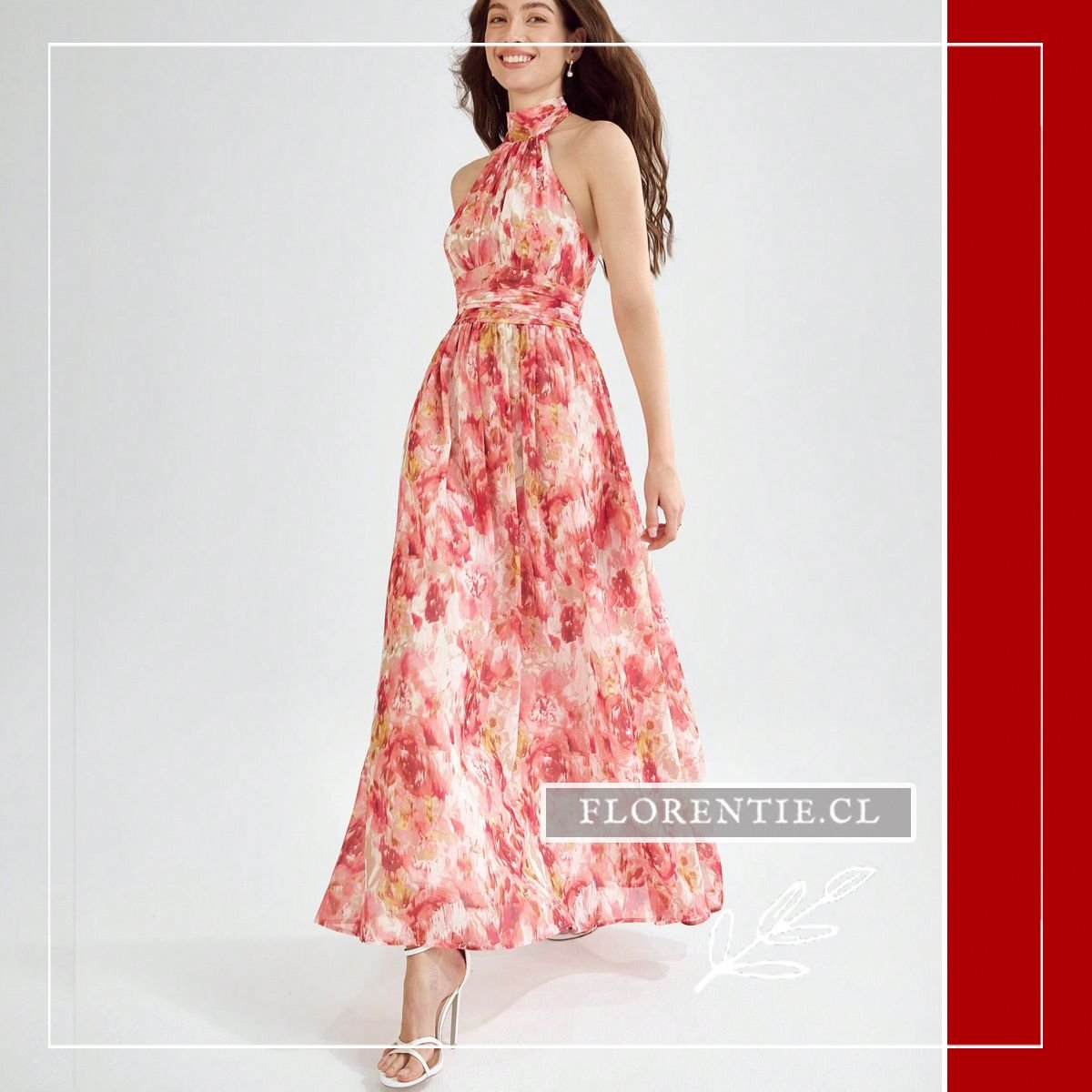 Vestido graduacion estampado flores