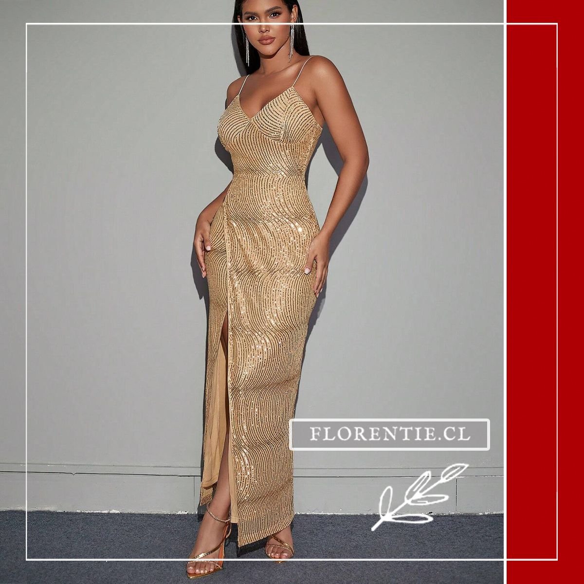 Vestido graduacion largo dorado