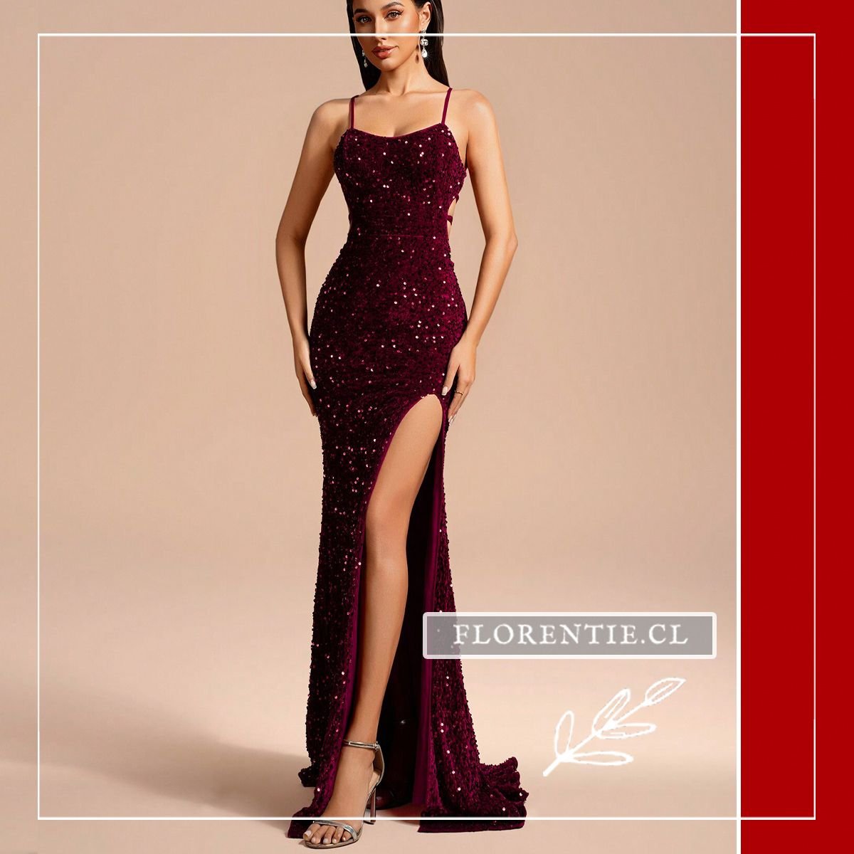 Vestido graduacion largo granate