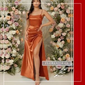 Vestido graduacion largo naranja Irene