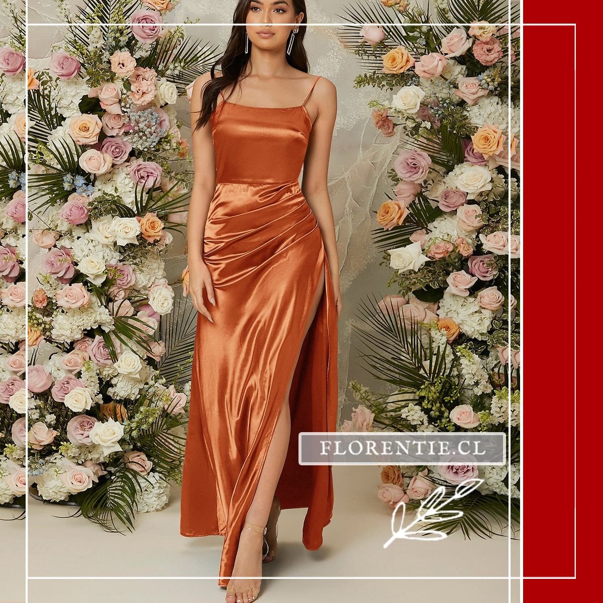 Vestido graduacion largo naranja