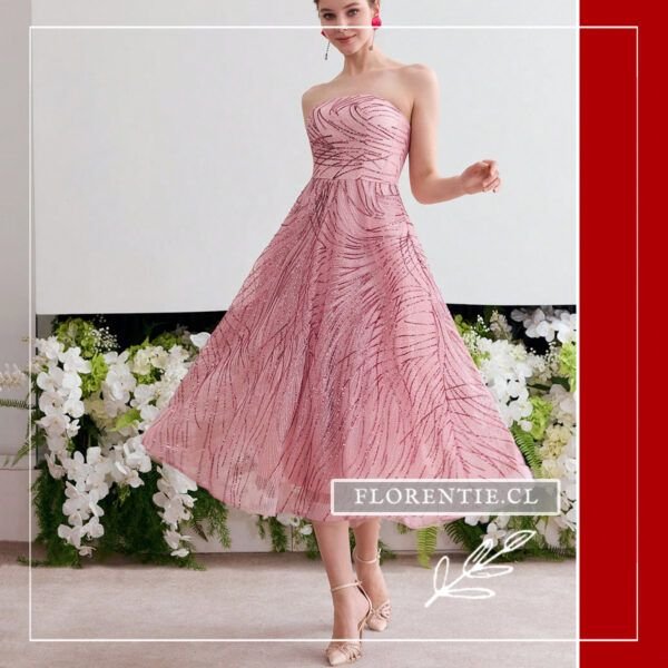 Vestido graduacion midi rosado