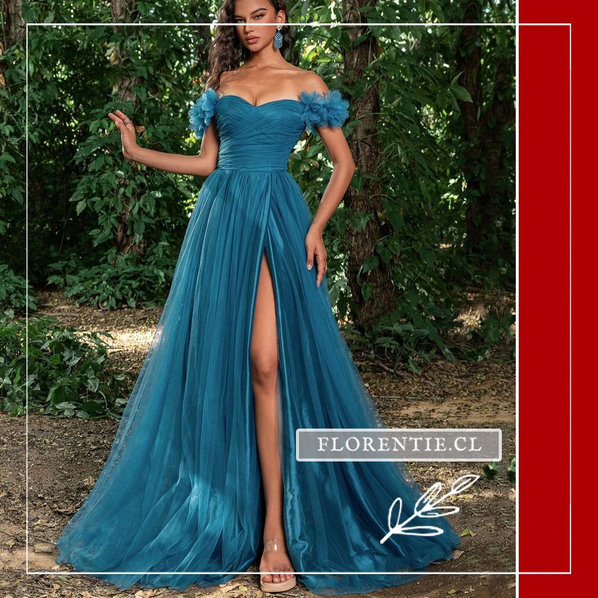 Vestido graduación petróleo