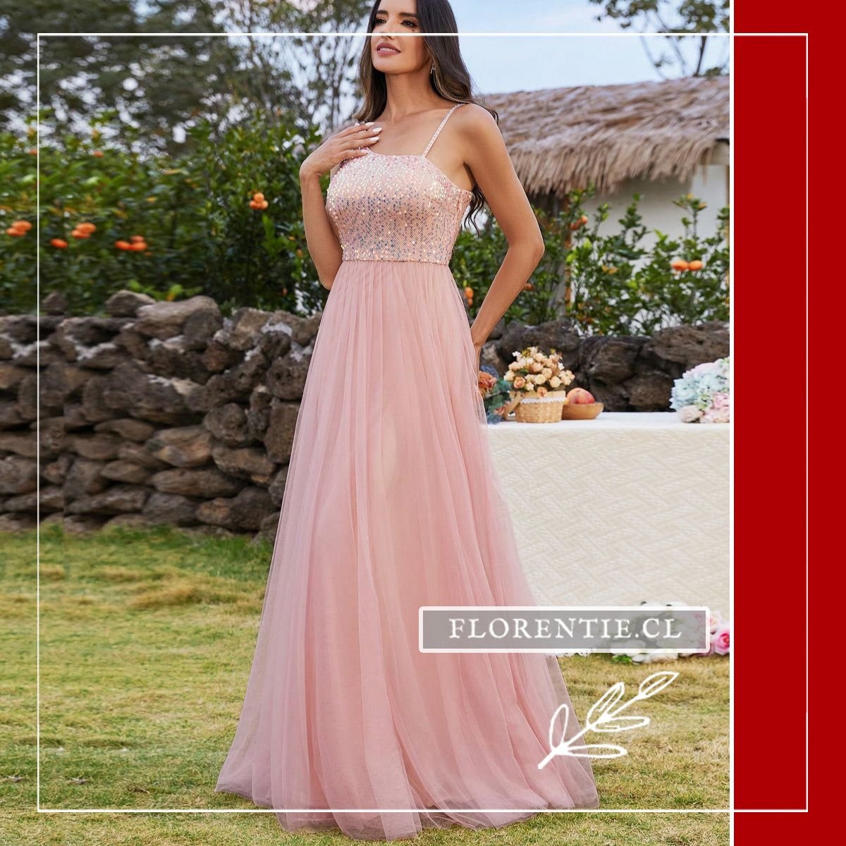 Vestido graduación rosa claro