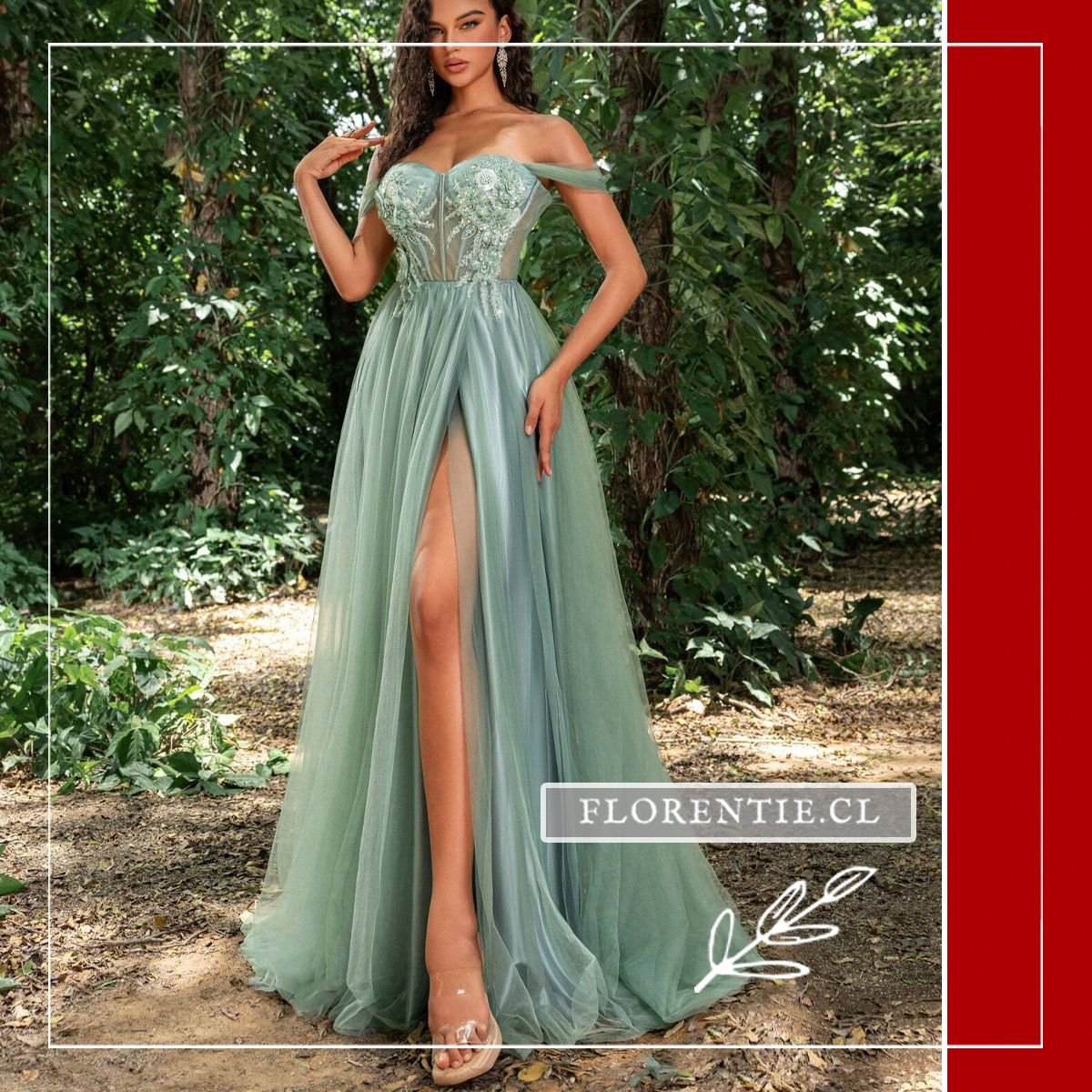 Vestido graduación verde claro