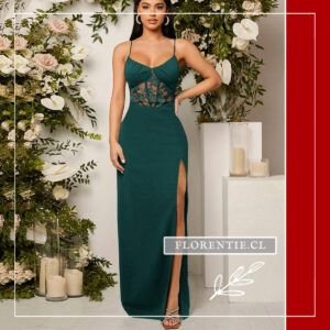 Vestido graduacion verde oscuro Elba