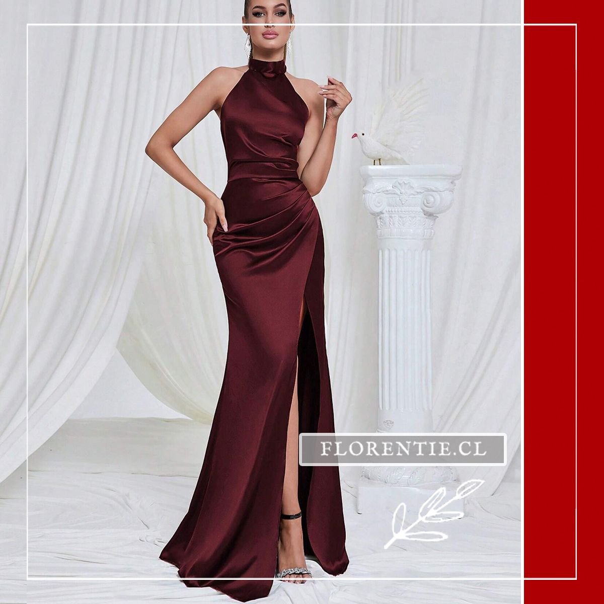 Vestido largo satin halter