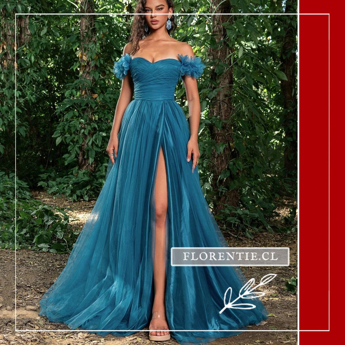 Vestido para graduación color azul petróleo