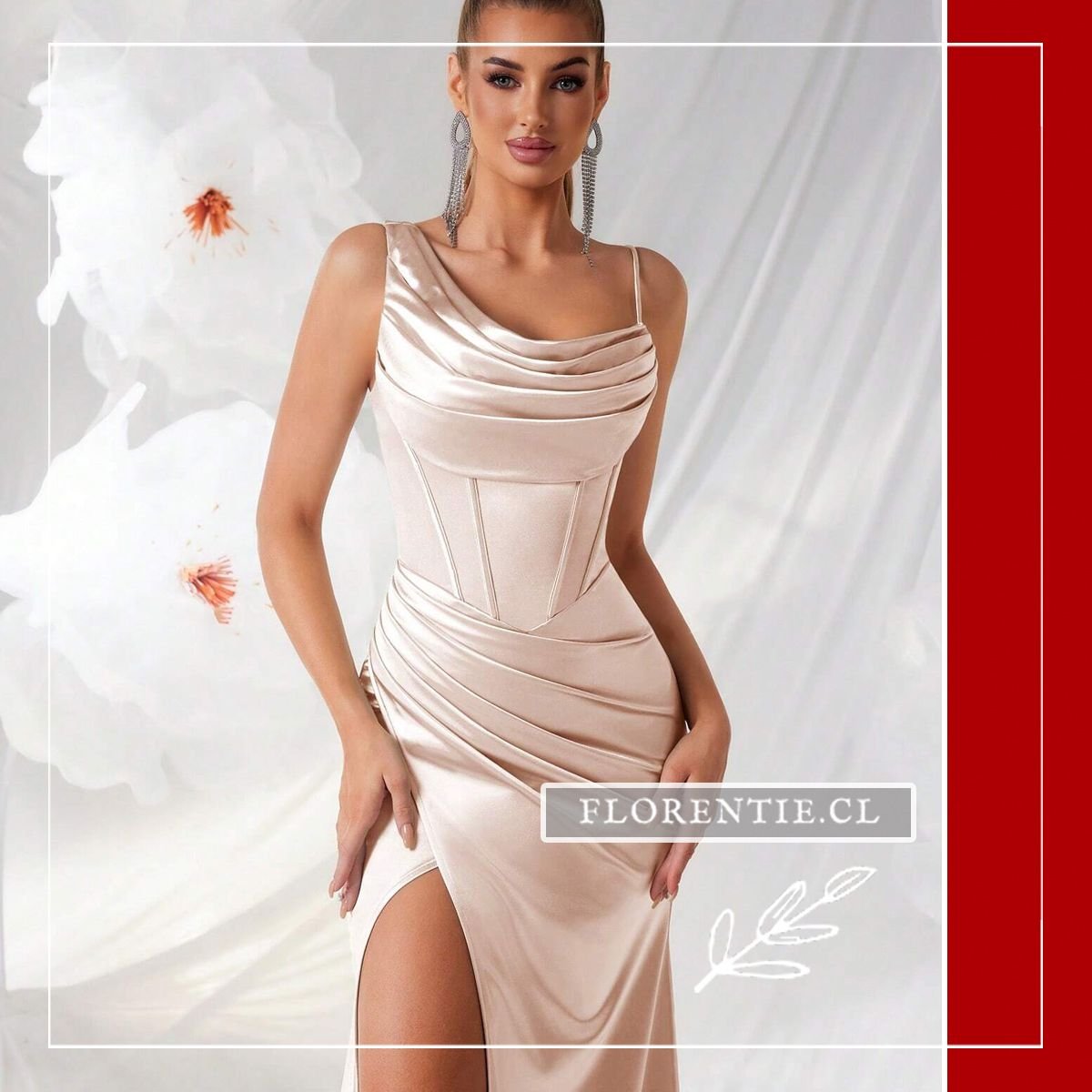 Vestido para graduación color beige