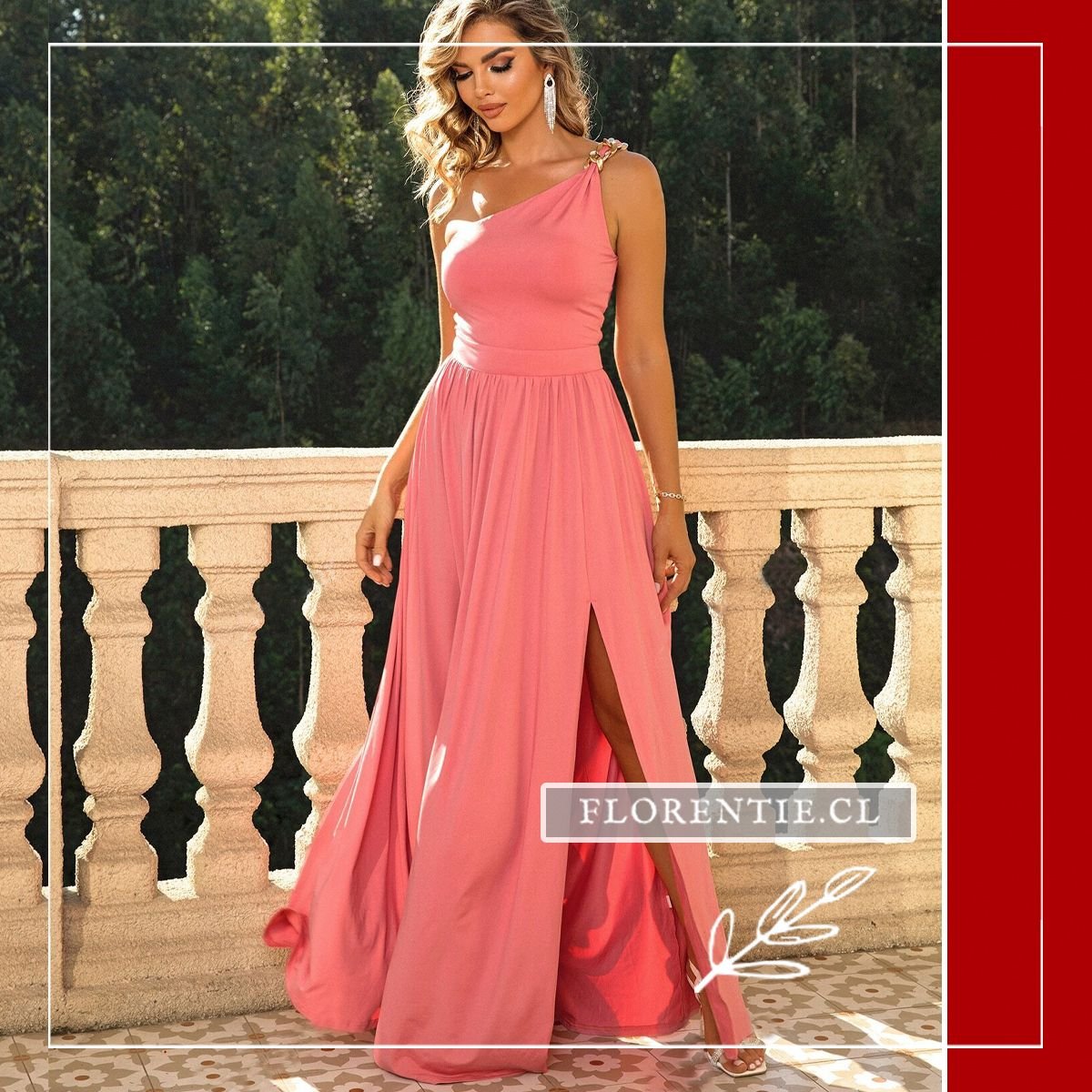 Vestido para graduación color coral