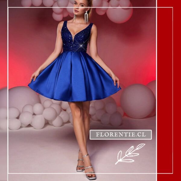 Vestido para graduación corto azul