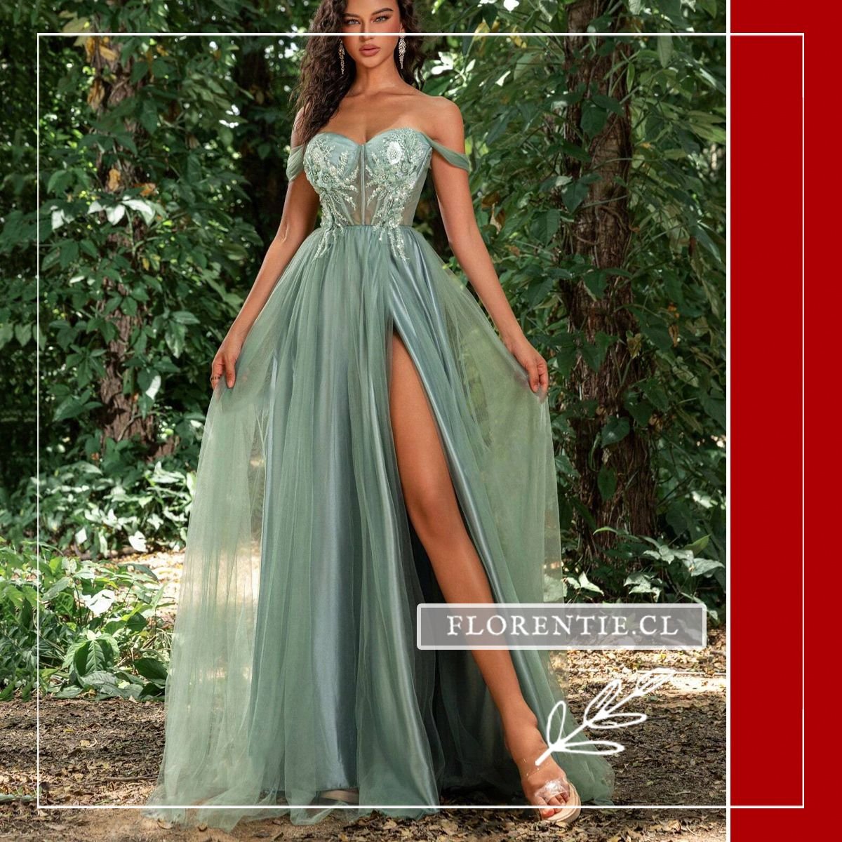 Vestido para graduación verde claro