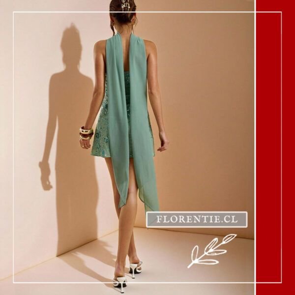 Espalda vestido corto verde agua
