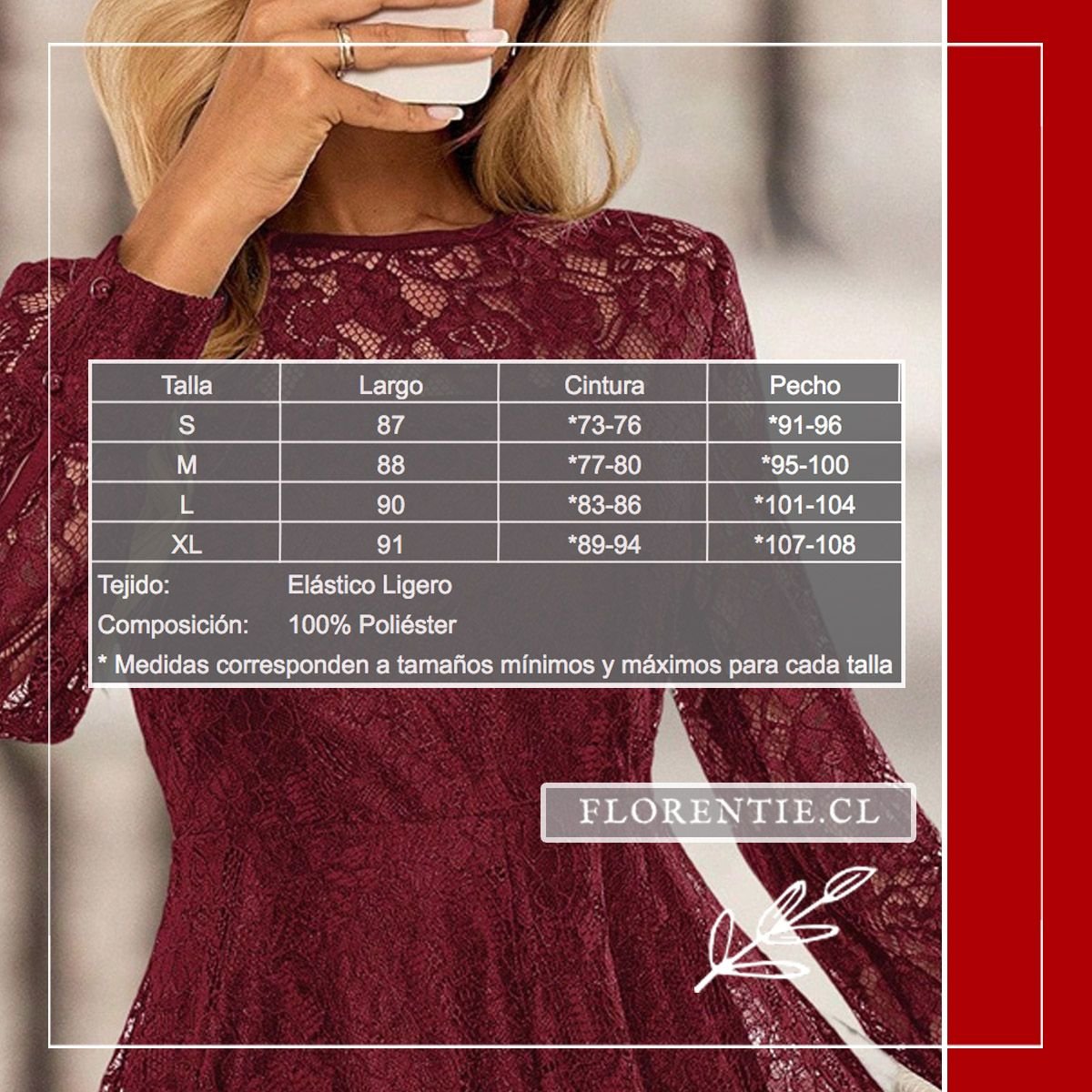 Medidas vestido fiesta encaje