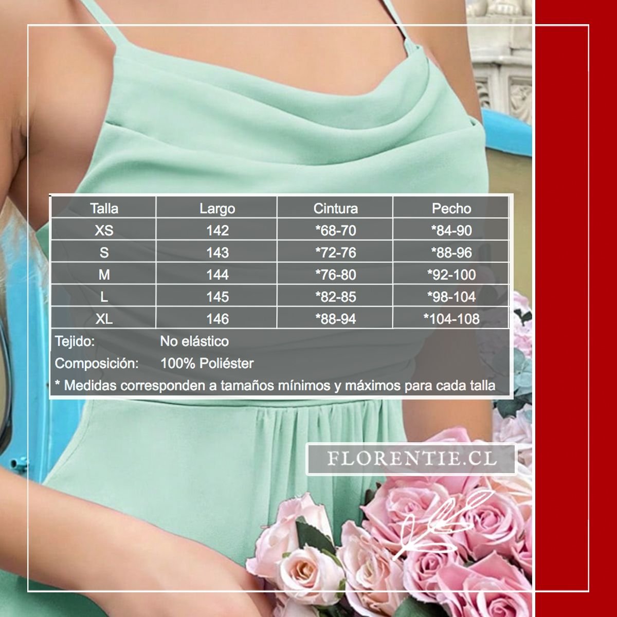 Medidas vestido verde agua