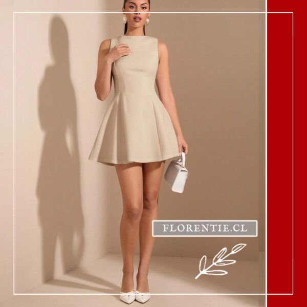 Vestido beige corto sin mangas
