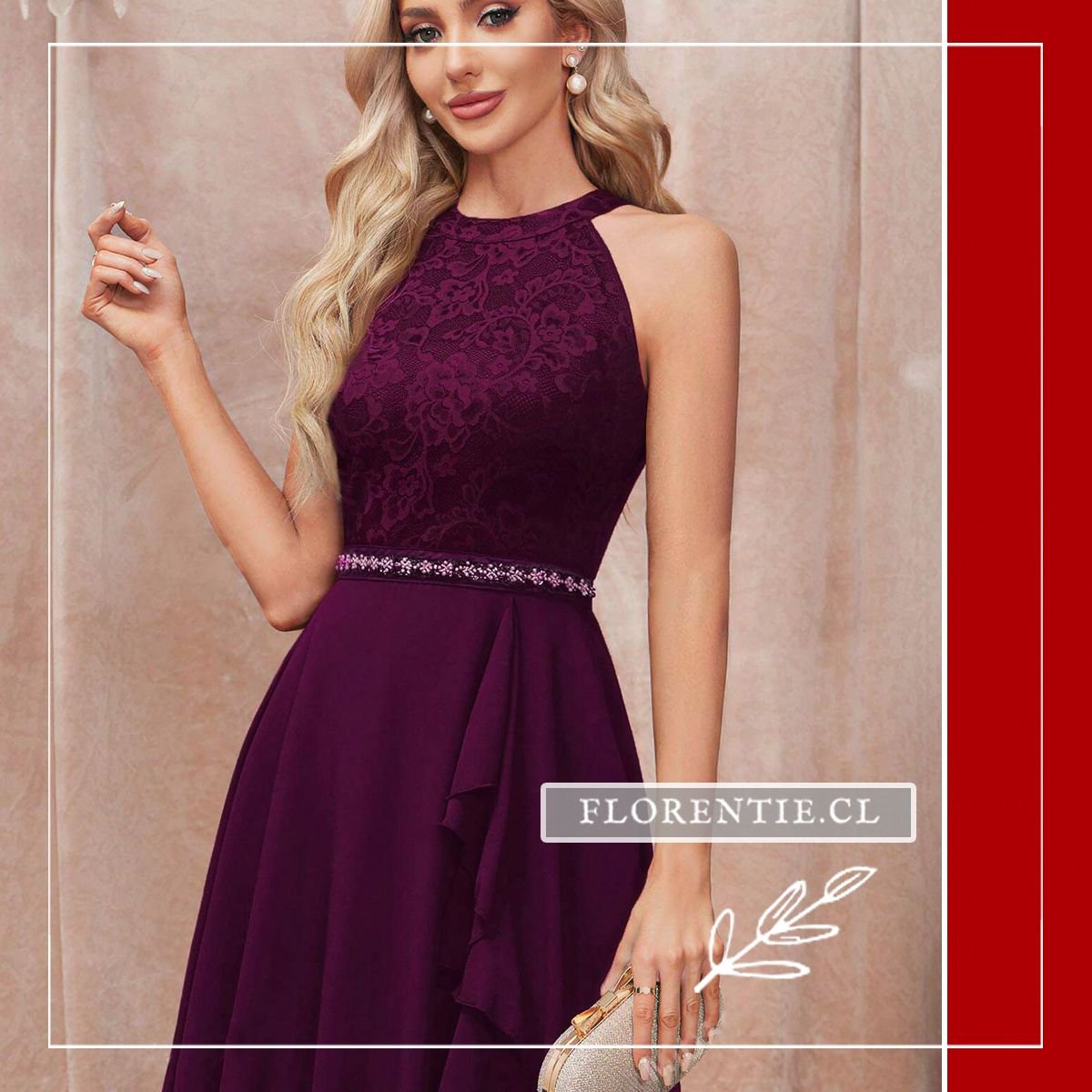 Vestido burdeos midi