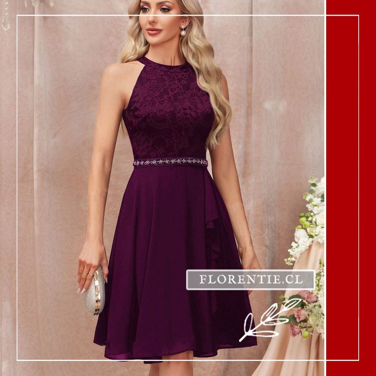 Vestido color burdeo midi