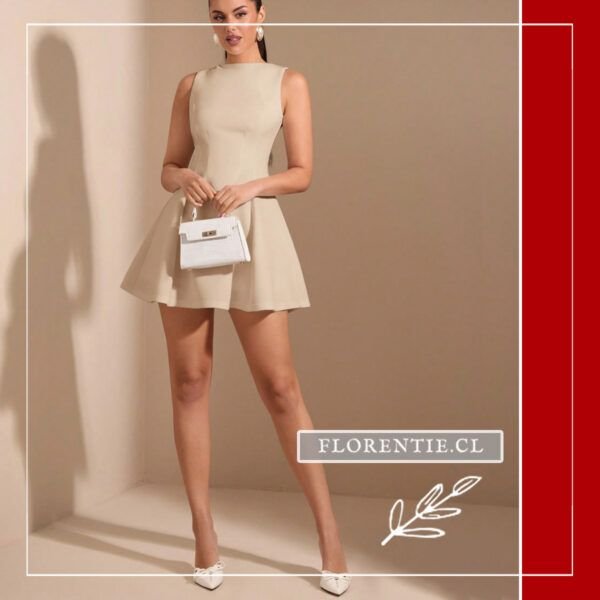 Vestido corto beige