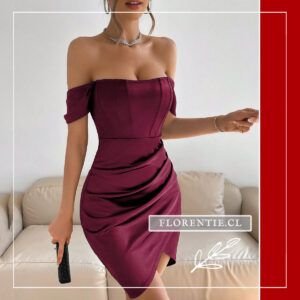 Vestido corto burdeos Águeda
