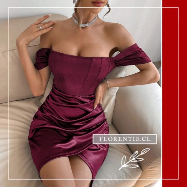Vestido corto burdeos fiesta