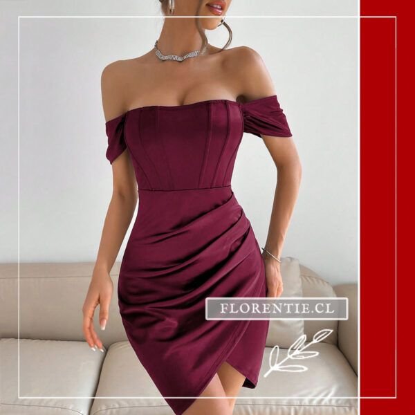 Vestido corto burdeos satin