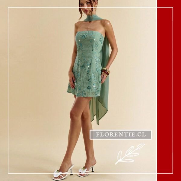 Vestido corto color verde agua