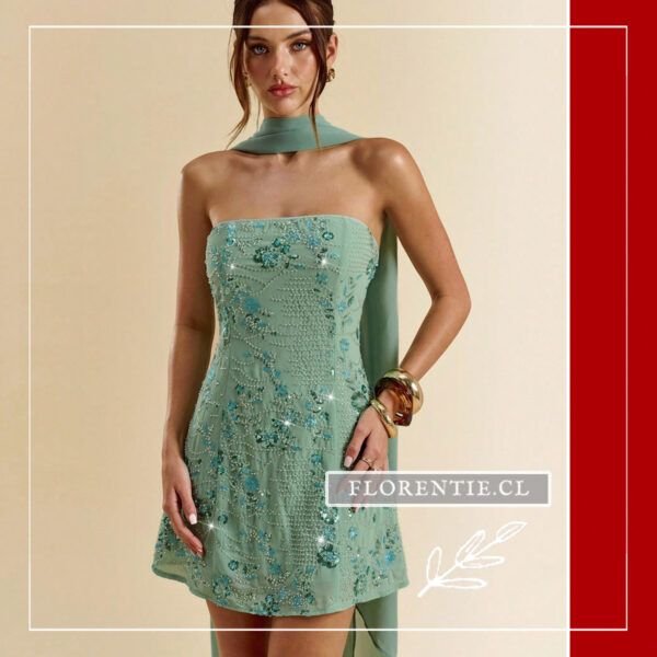 Vestido corto fiesta verde agua