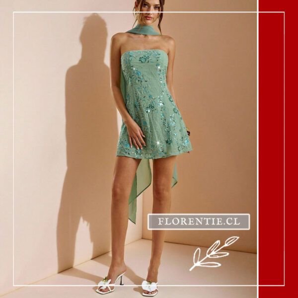 Vestido corto verde agua