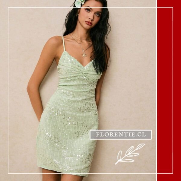Vestido corto verde claro mujer