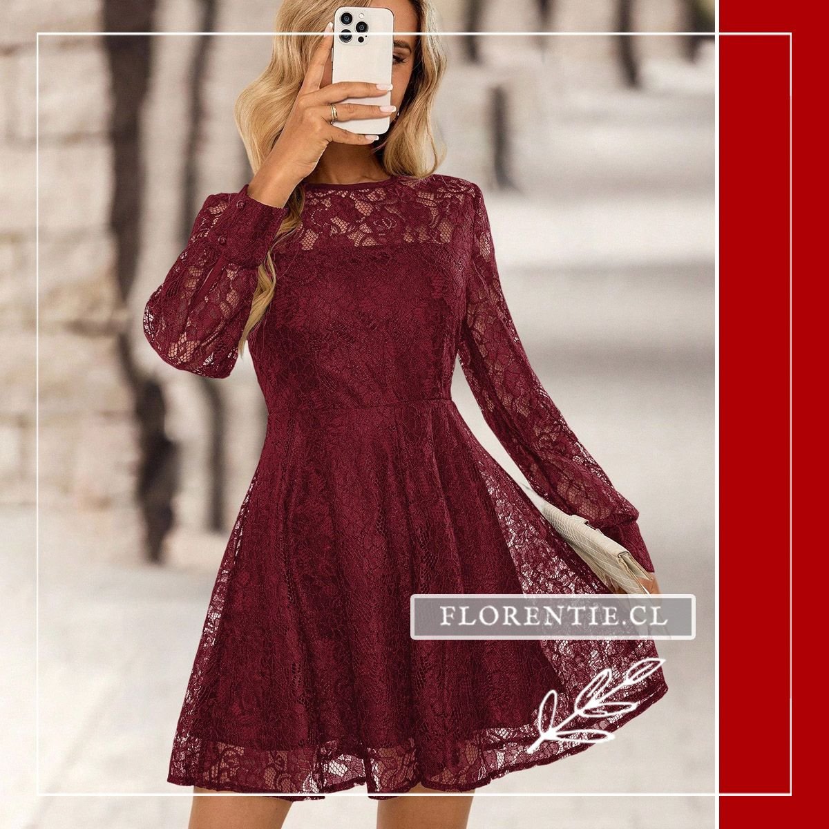 Vestido fiesta encaje corto