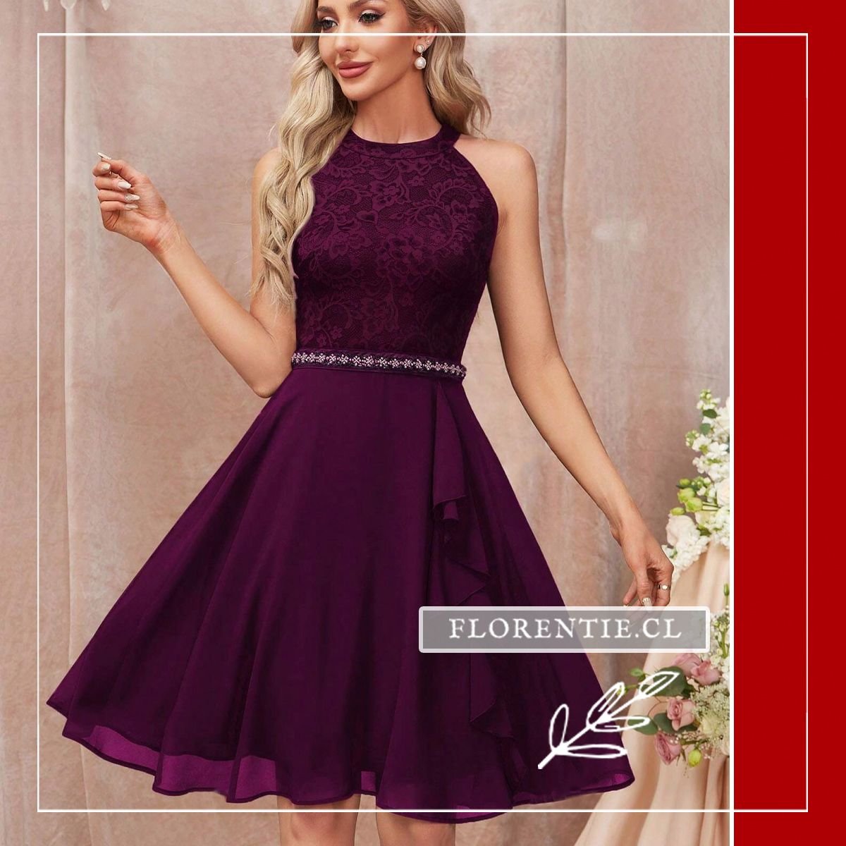 Vestido midi burdeos Marianne