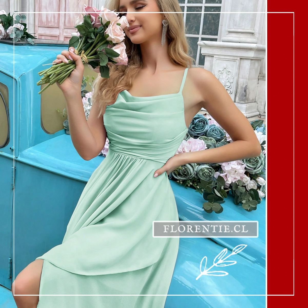 Vestido verde agua de 15