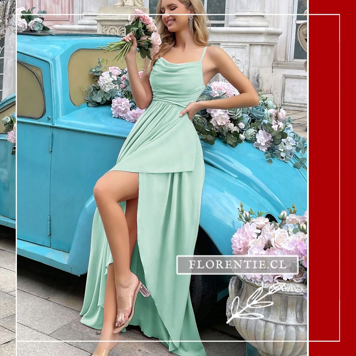 Vestido verde agua fiesta