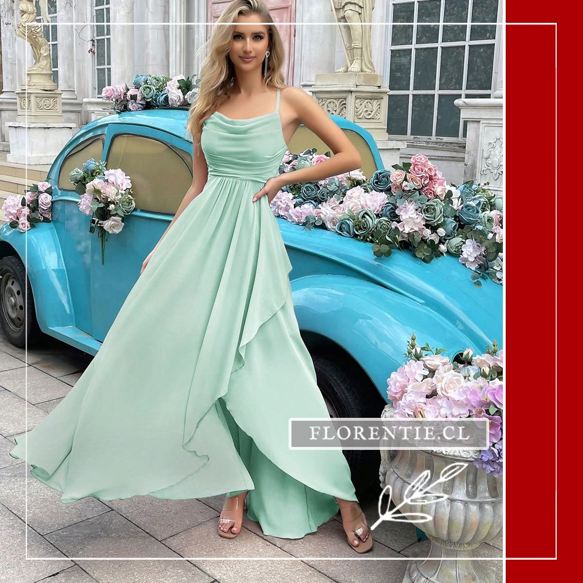 Vestido verde aguamarina