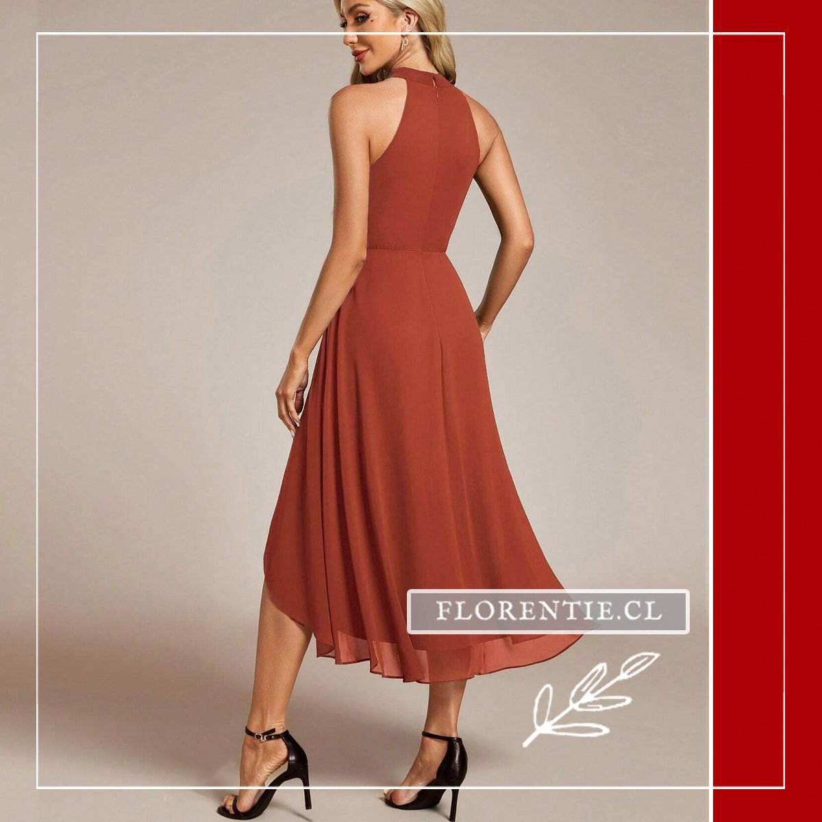 Espalda vestido de fiesta corto adelante y largo atrás