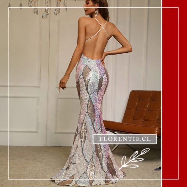 Espalda vestido dorado y blanco